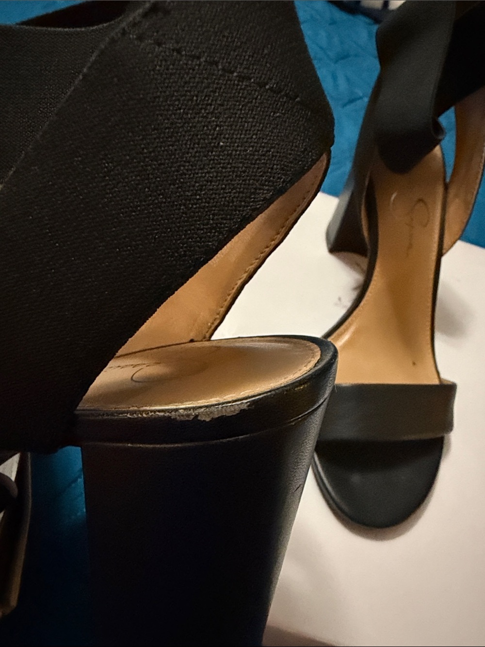 Jessica Simpson Black Ankle-Strap Block Heel Sandals - Picture 5 of 6